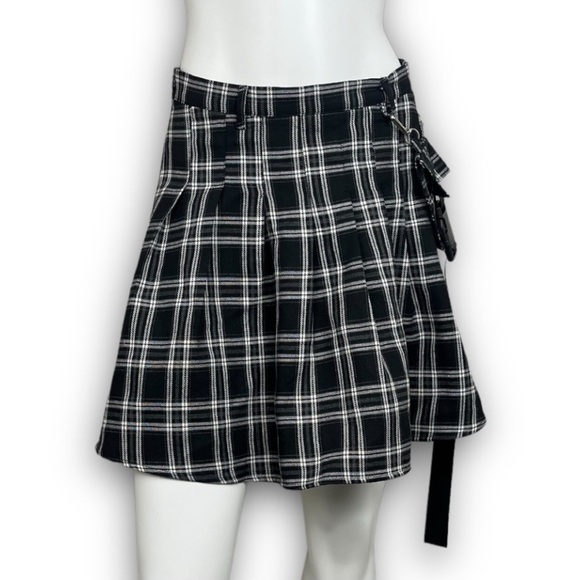 ❤️ SHEIN Plaid Flap Pocket Pleated Mini Skirt Preppy Dark Academia Y2k Punk Goth - Picture 3 of 10